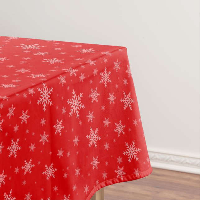 Elegant Snowflakes on Red Tablecloth (In Situ)