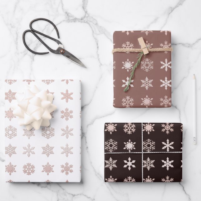 Elegant Snowflakes patterned Wrapping Paper Sheet (Front)