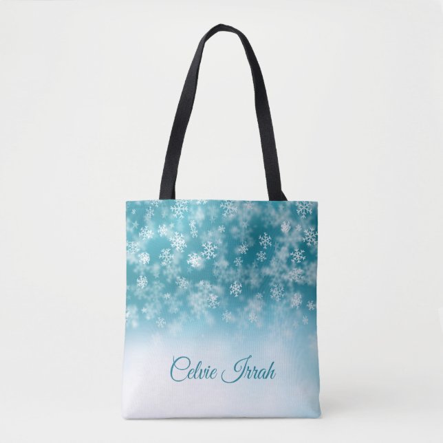 Elegant Snowflakes Personalised | Tote Bag (Front)
