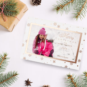 Elegant Snowflakes Photo Frame Christmas Rose Gold