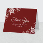 Elegant Snowflakes Plaid Dark Red Wedding Thank You Card<br><div class="desc">This wedding design features elegant snowflakes on the front and a classic plaid pattern on the back. Click the customise button for more flexibility in modifying the text. Variations of this design, different paper types, as well as coordinating products are available in our shop, zazzle.com/store/doodlelulu. Contact us if you need...</div>