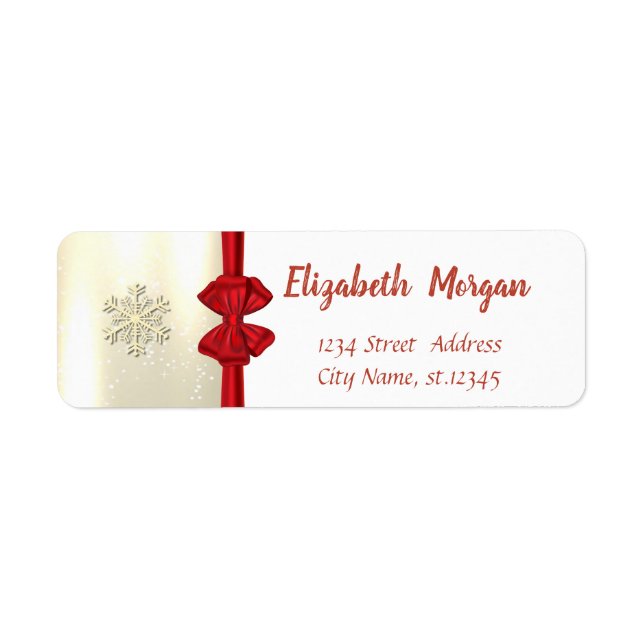 Elegant Snowflakes,Red Bow Gold Holiday (Front)