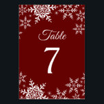 Elegant Snowflakes Red Christmas Winter Wedding Table Number<br><div class="desc">This design features elegant snowflakes. Click the customise button for more flexibility in modifying the text. Variations of this design, different paper types, as well as coordinating products are available in our shop, zazzle.com/store/doodlelulu. Contact us if you need this design applied to a specific product to create your own unique...</div>