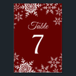 Elegant Snowflakes Red Christmas Winter Wedding Table Number<br><div class="desc">This design features elegant snowflakes. Click the customise button for more flexibility in modifying the text. Variations of this design, different paper types, as well as coordinating products are available in our shop, zazzle.com/store/doodlelulu. Contact us if you need this design applied to a specific product to create your own unique...</div>