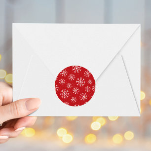 Elegant Snowflakes Red Holiday Classic Round Sticker