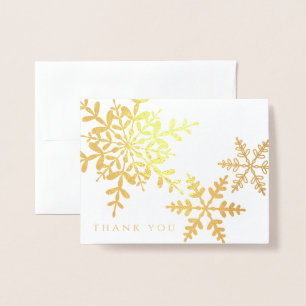 Elegant Snowflakes Simple Modern Thank You Gold Foil Card