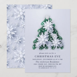 Elegant Snowflakes Tree Holiday CHRISTMAS EVE Invitation