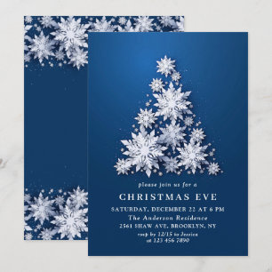 Elegant Snowflakes Tree Holiday CHRISTMAS EVE Invitation