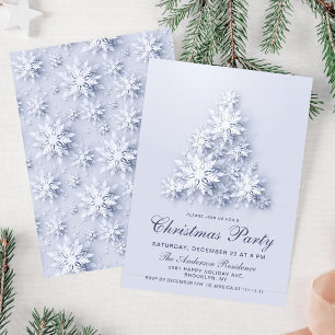 Elegant Snowflakes Tree Holiday Christmas Party Invitation