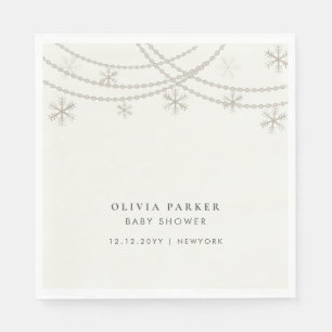 Elegant Snowflakes Winter Baby Shower Napkin