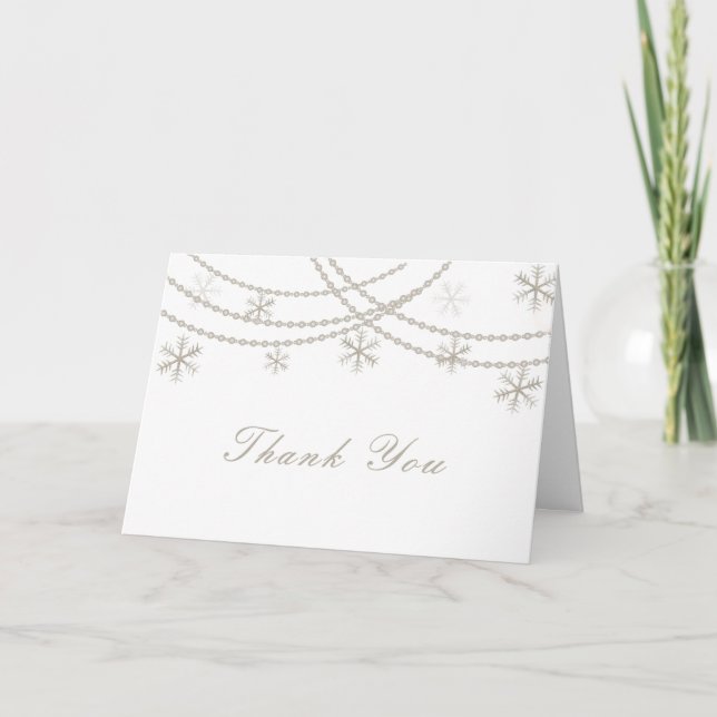 Elegant Snowflakes Winter Baby Shower  Thank You Card (Front)