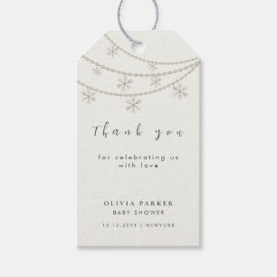Elegant Snowflakes Winter Baby Shower Thank You Gift Tags