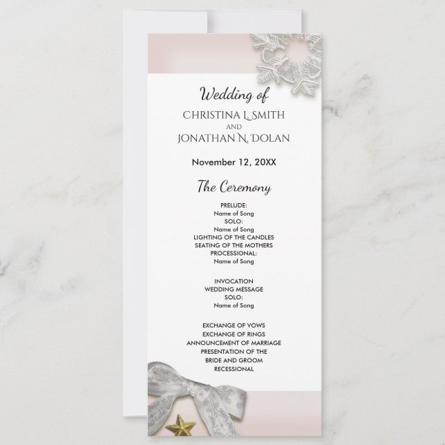 Elegant Snowflakes Winter Wedding Program Invitation (Front)