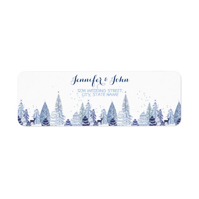 Elegant Snowflakes Winter Wedding Return Address (Front)