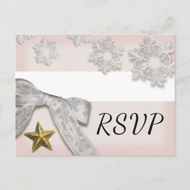 Elegant Snowflakes Winter Wedding RSVP Postcard (Front)