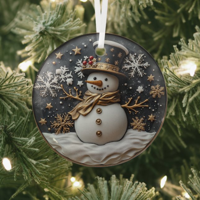 Elegant Snowman Christmas Ornament (Insitu)