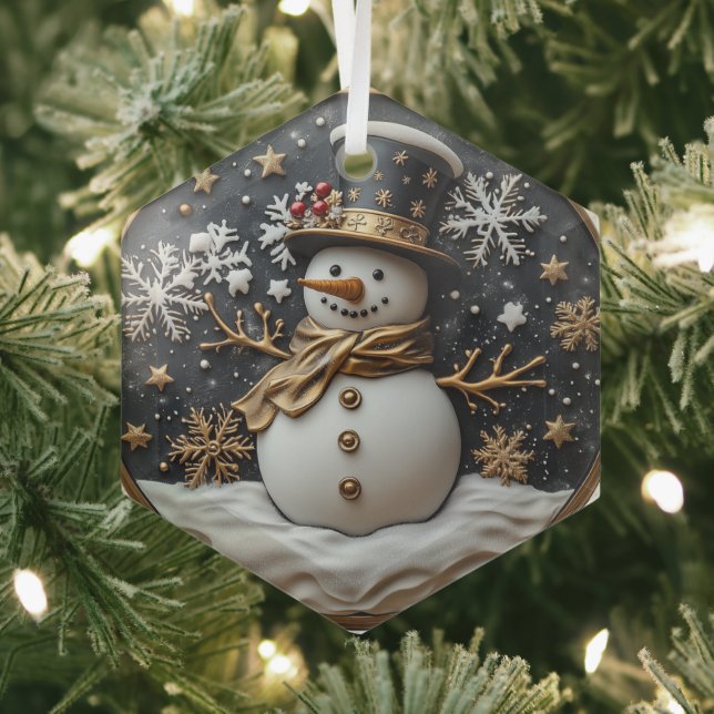 Elegant Snowman Christmas Ornament (Insitu)