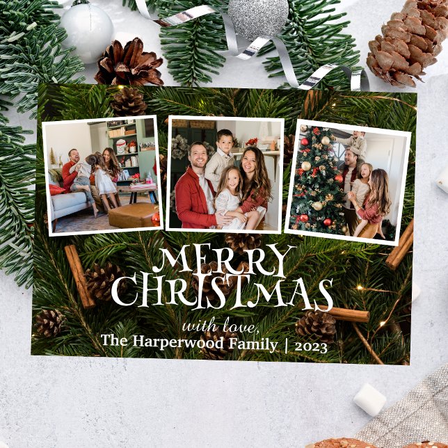 Elegant Snowman Joy Christmas Family Photo Collage (Creator Uploaded)