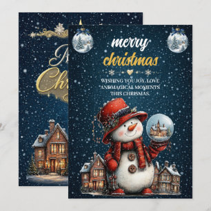 Elegant Snowman Merry Christmas Holiday Card