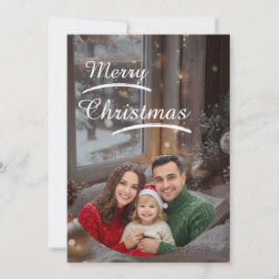 ❄️Elegant Snowy Christmas Family Photo Card