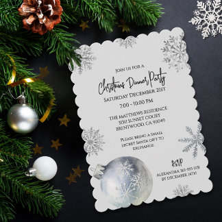 Elegant Snowy Christmas Holiday Party Invitation