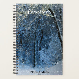 Elegant Snowy Forest Sunshine Sparkle Name Annual Planner