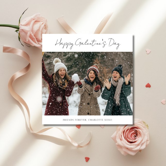 Elegant Snowy Fun Photo BFF Galentines Day Holiday Card (Creator Uploaded)