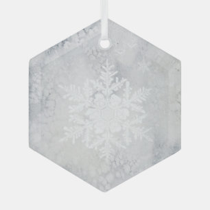 Elegant Snowy Snowflake Christmas  Glass Tree Decoration