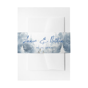 Elegant Snowy Winter Scene Landscape Wedding Invitation Belly Band