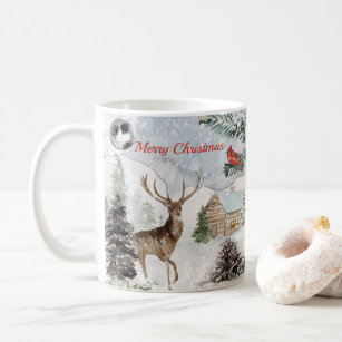 Elegant Snowy Winter Wonderland Red Cardinal Coffee Mug