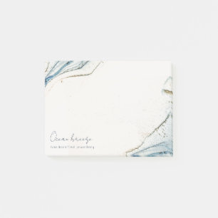Elegant Soft Abstract Watercolor Blue Gold Beachy Post-it Notes