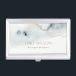 Elegant Soft Aqua Blue Gold Watercolor Beachy Business Card Holder<br><div class="desc">If you need any further customisation please feel free to message me on yellowfebstudio@gmail.com.</div>