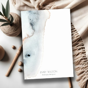 Elegant Soft Aqua Blue Gold Watercolor Beachy Thank You Card