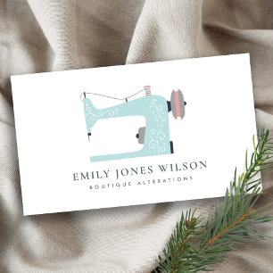 ELEGANT SOFT AQUA BLUE PINK SEWING MACHINE TAILOR BUSINESS CARD
