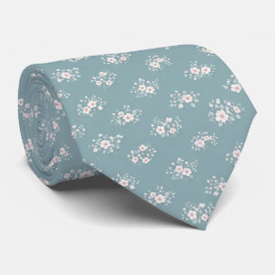 Elegant Soft Blue Ditsy Floral Tie