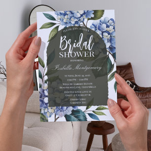 Elegant Soft Blue Hydrangea Bridal Shower Invitation