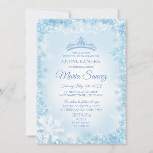 Elegant Soft Blue & String Light Mis Quince Invite