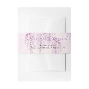 Elegant Soft Blush Lavender Floral Wedding Invitation Belly Band