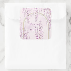 Elegant Soft Blush Lavender Wedding  Square Sticker