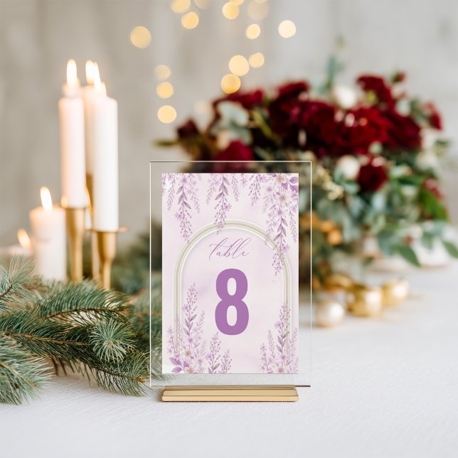 Elegant Soft Blush Lavender Wedding Table Number (Creator Uploaded)