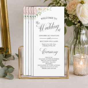 Elegant Soft Blush Roses Wedding Ceremony Program