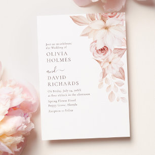 Elegant Soft Blush Roses Wedding Invitation