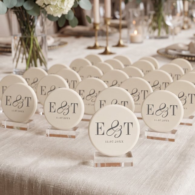 Elegant Soft Cream Wedding Couples Initials Magnet (Creator Uploaded)