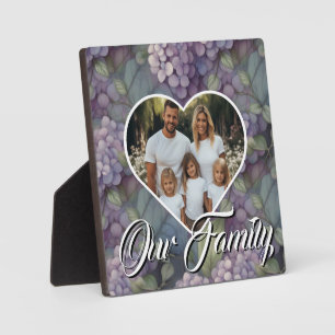 Elegant soft dusty purple watercolor floral photo plaque