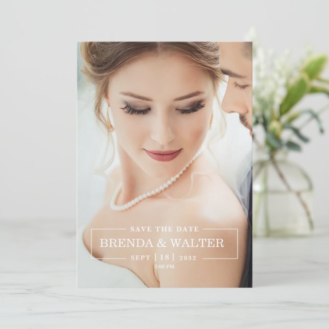 Elegant Soft Focus Custom Photo Portrait Wedding Invitation (Standing Front)