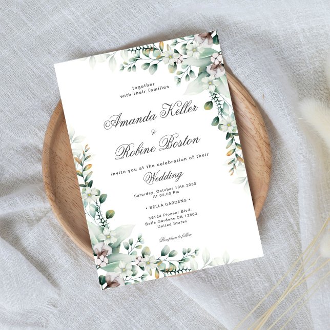 Elegant Soft Green Eucalyptus Floral Wedding Invitation (Creator Uploaded)