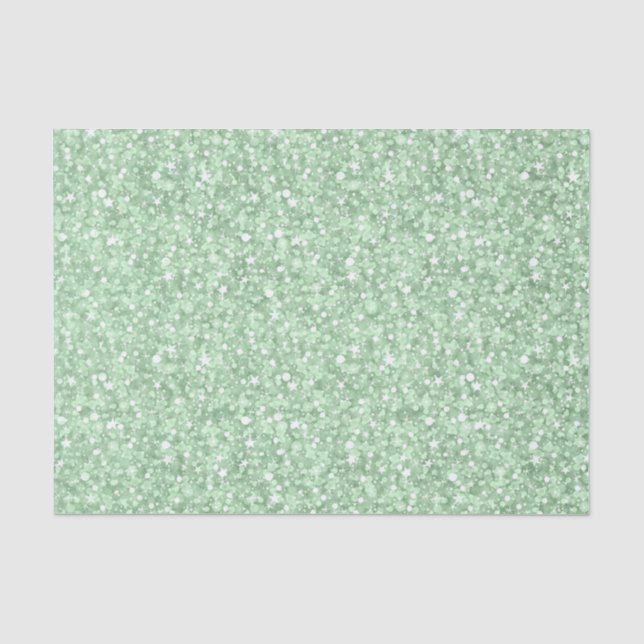 Elegant Soft Green Faux Glitter & Sparkles Tissue Paper (Front)