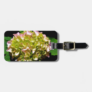 Elegant soft green pink floral hydrangeas luggage tag