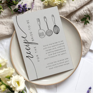 Elegant Soft Grey Bridal Shower Recipe  Enclosure Card