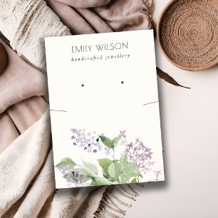Elegant Soft Lilac Floral Necklace Earring Display Business Card